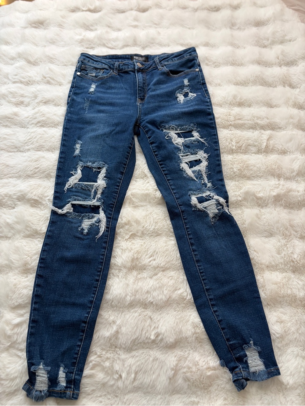 Judy Blue Dark Indigo Distressed Skinny Jeans